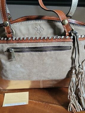 Patricia Nash Metallic Dip Dye Poppy Leather Tote Tan/Gold